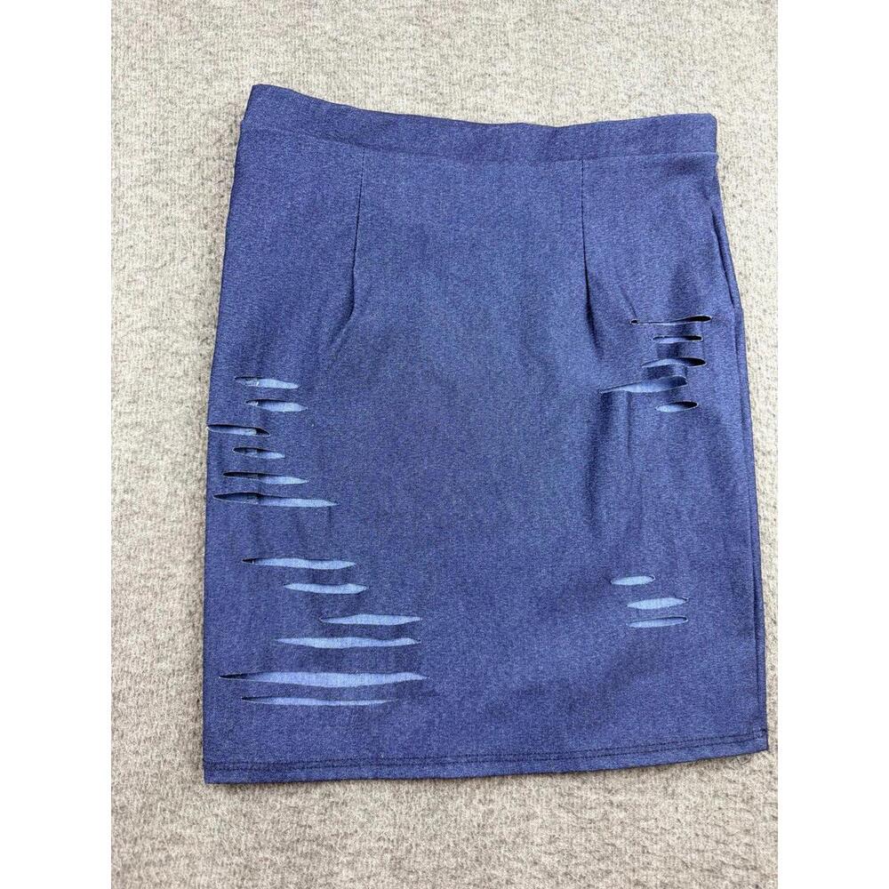 Windsor Blue Distressed Denim Pencil Skirt Women's‎ S Small Stretch Ripped Jean